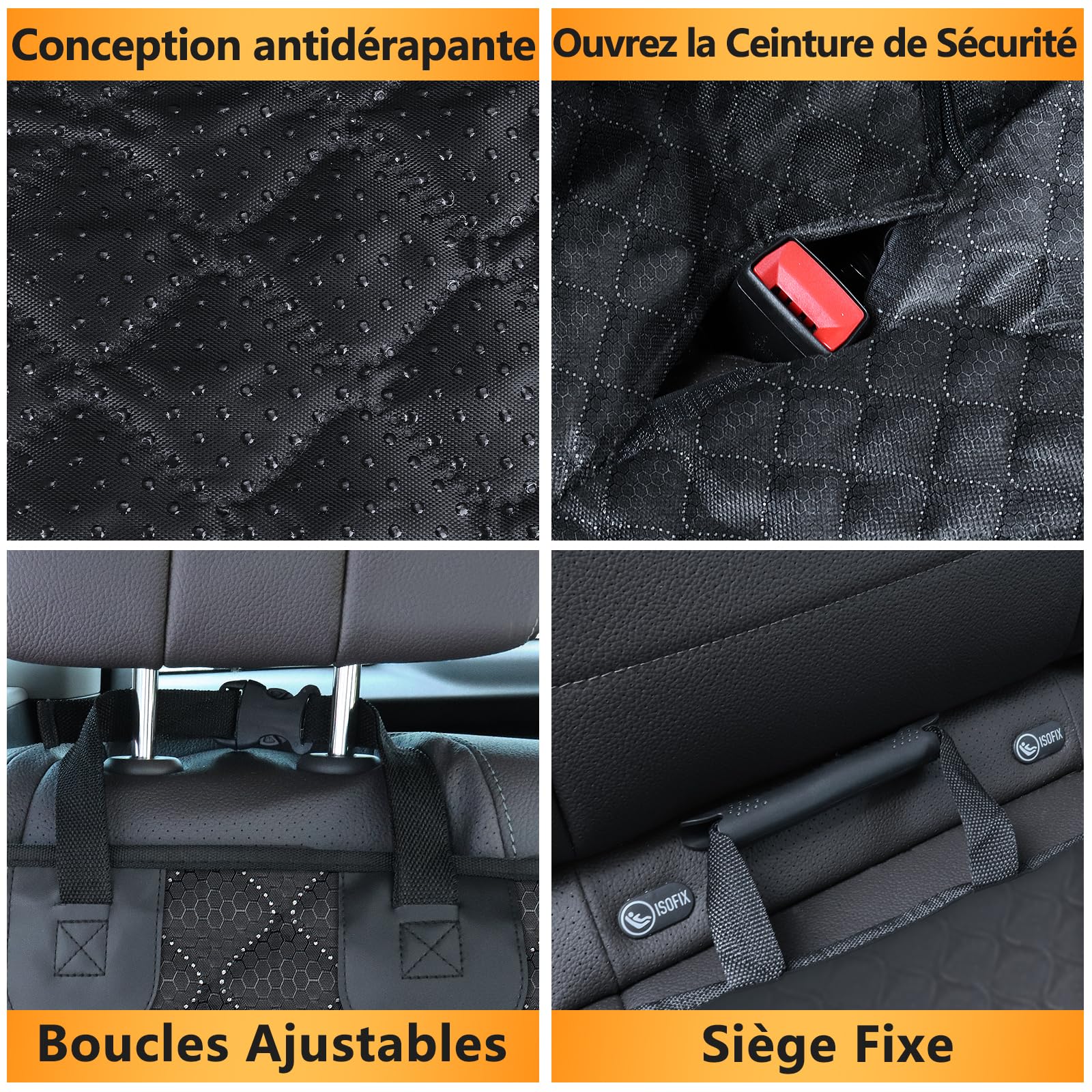 Alfheim Housses Protection Voiture Chien Résistant aux égratignures Durable et Imperméable au Siège Arrière épaissé à Double Couche de Protection Anti-dérapage pour Voitures Camions SUV
