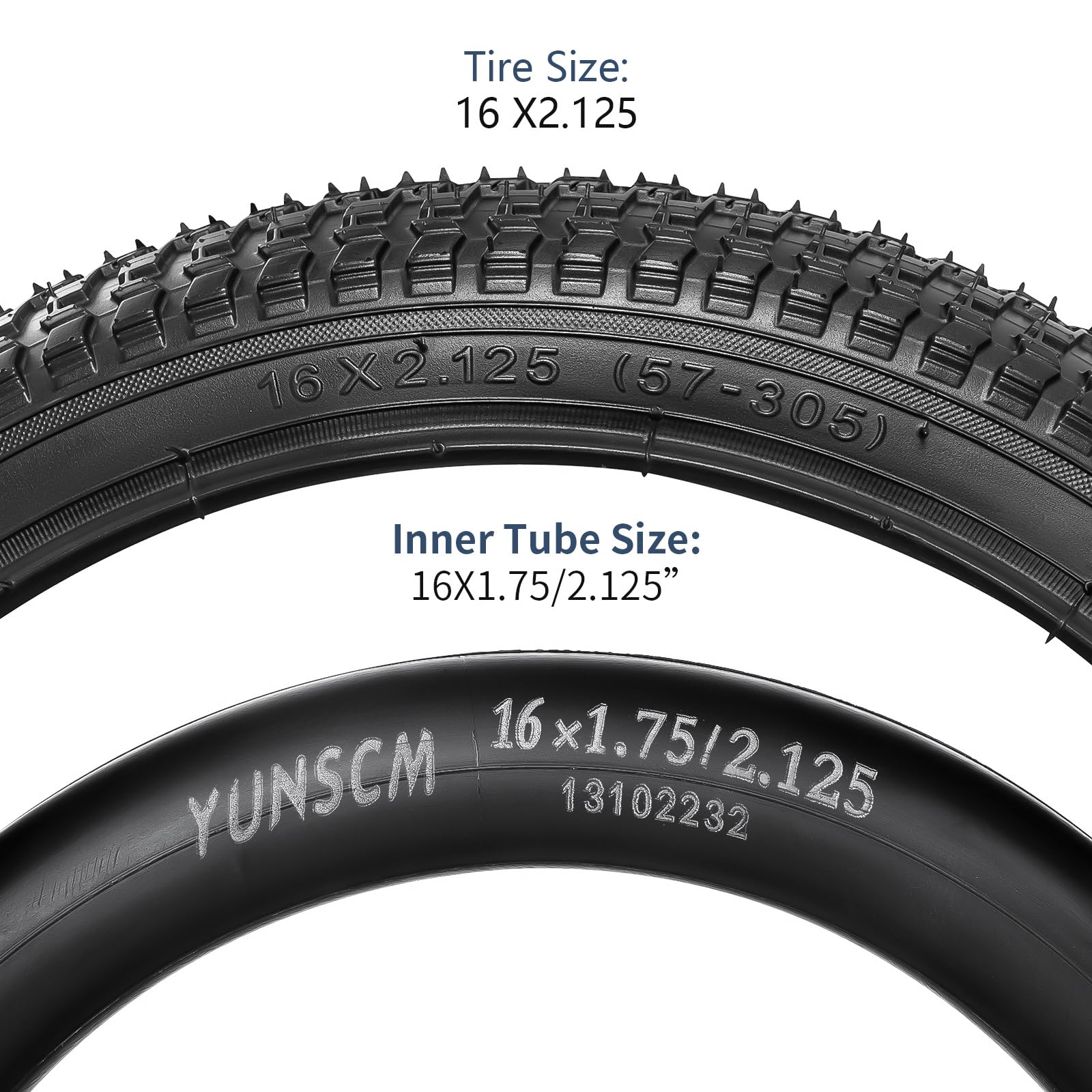 YunSCM 2Pcs Pieghevole 16 pollici pneumatici 16x2.125 ETRTO 57-305 e 2Pcs 16 pollici Camera d'aria AV32mm valvola Schrader, compatibile Bicicletta 16x2.10 16x2.125 16x2.25 Copertoni e Camera d'aria