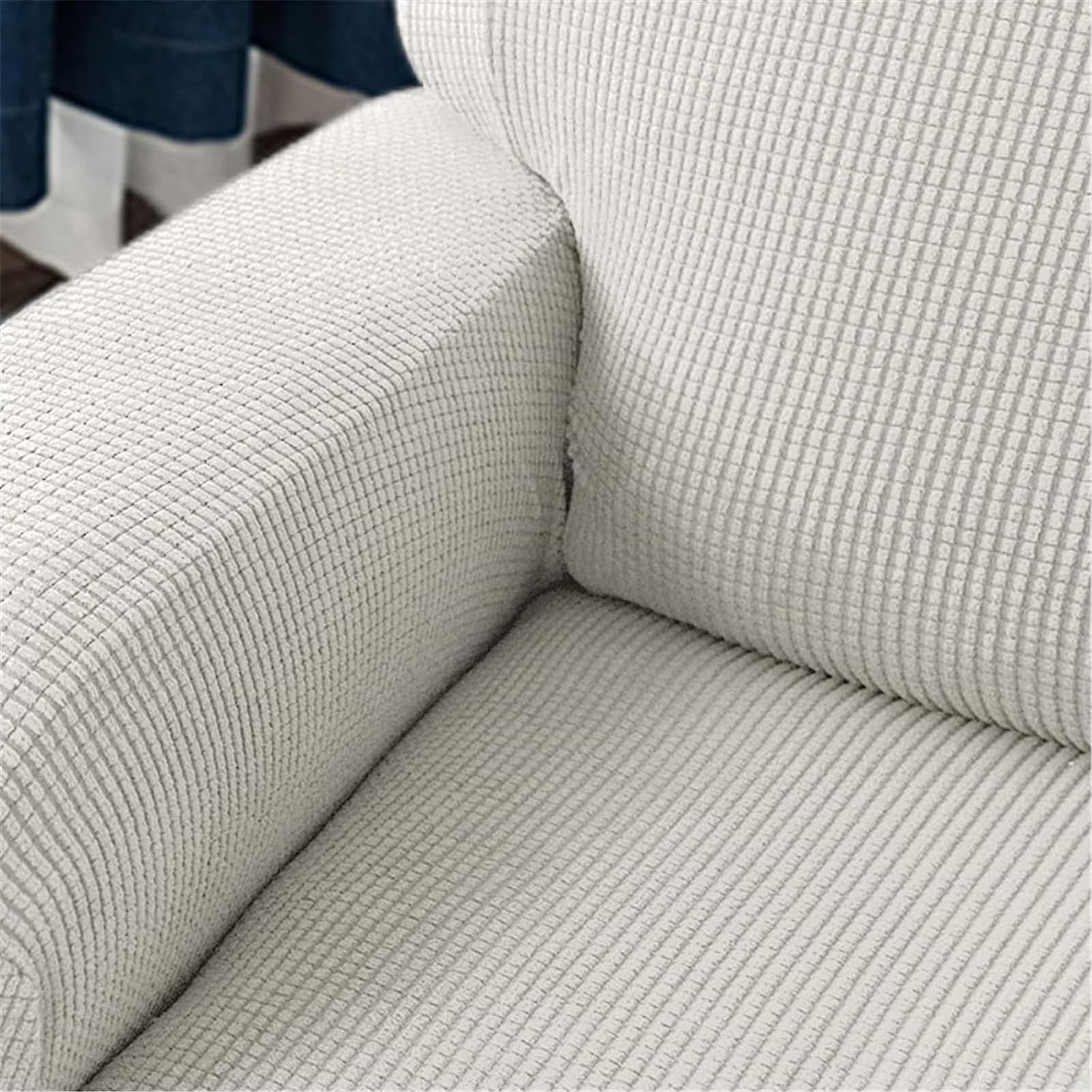 Funda de Sillón Reclinable Relax 1 2 3 Plazas Elástica Jacquard Suave Funda de Sofá con Bolsillos Laterales Protector de Muebles Cubre Sofá Antideslizante (Blanco Marfil,3 Plazas)