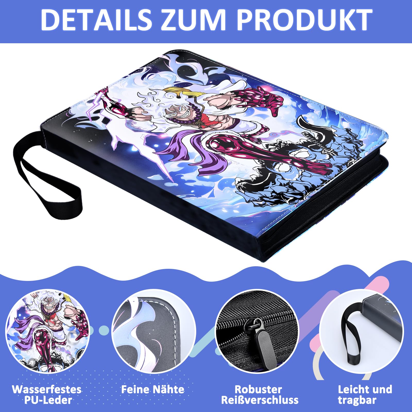 Classeur Album De Cartes OnePiece – 50 Pages, 400 Cartes – Cuir PU Imperméable – Porte-Cartes Collection