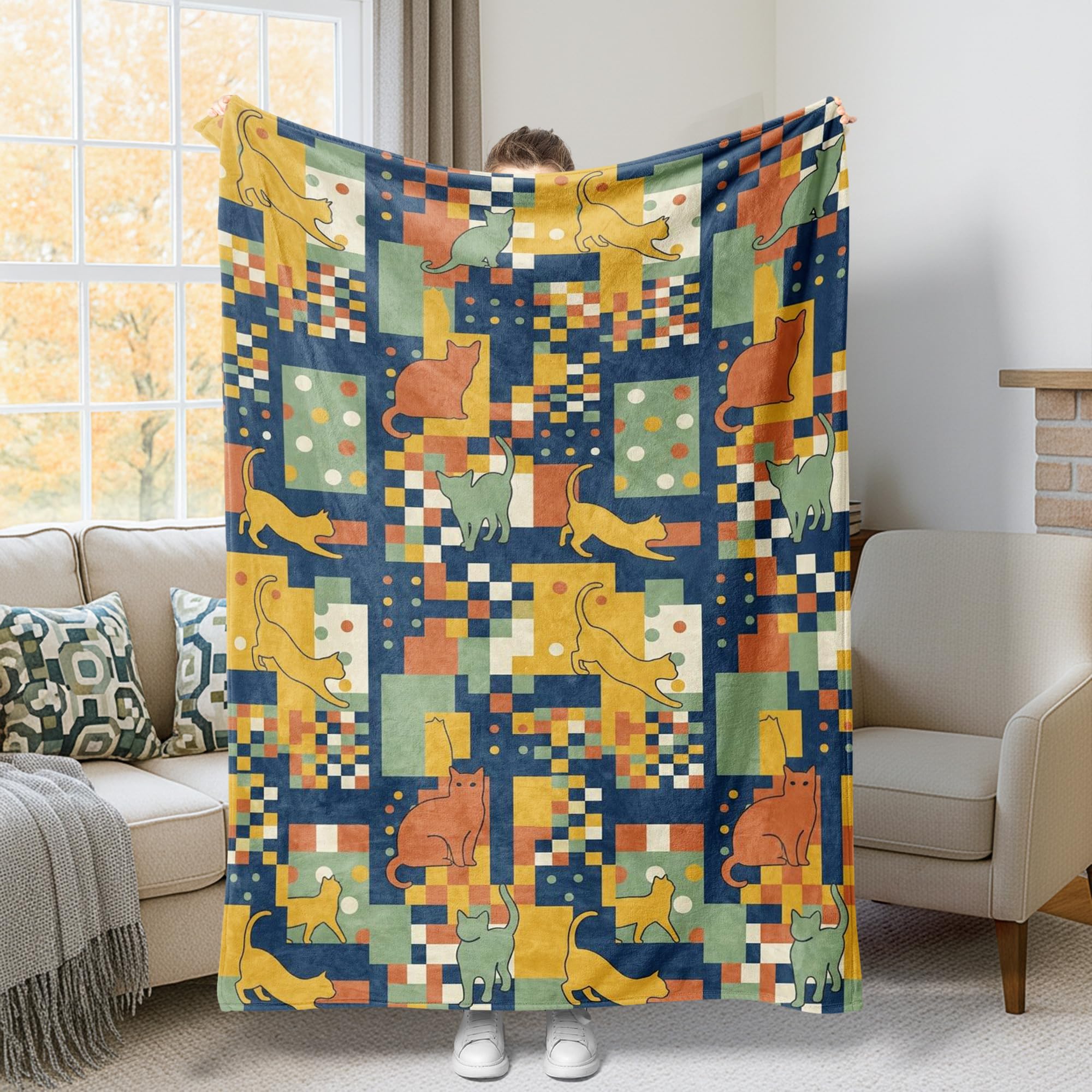 Couverture peluche bleu marine idée cadeau déco originale