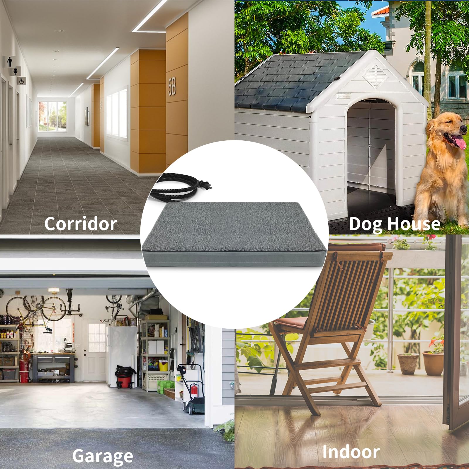 Camas térmicas para Mascotas para Interiores y Exteriores, para Gatos y Perros, Camas ortopédicas de Espuma para Gatos, Control de Temperatura automático, Funda Lavable con Forro Impermeable,
