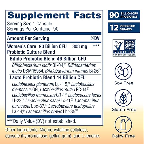 Miniatura 2 de Renew Life Ultimate Flora Women's Care Probiótico, 25 mil millones de UFC, 90 cápsulas (el paquete puede variar)