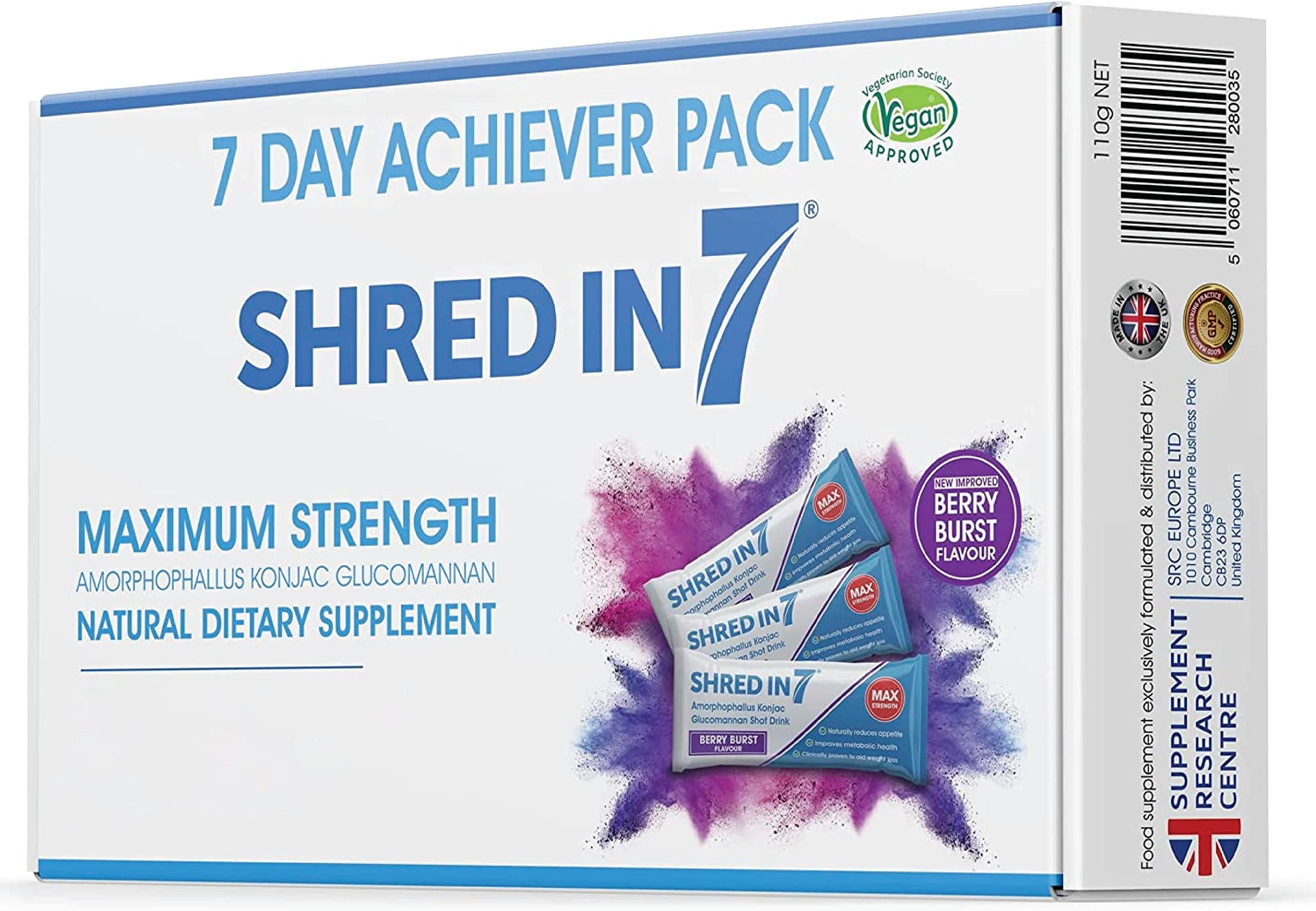Shredin7 7 Day Pack Weight Management Supplement | Berry Flavour Drink | 21 Sachets 14 Capsules | Boosted with B Vitamins Keto Friendly | Men & Women - Made in The UK