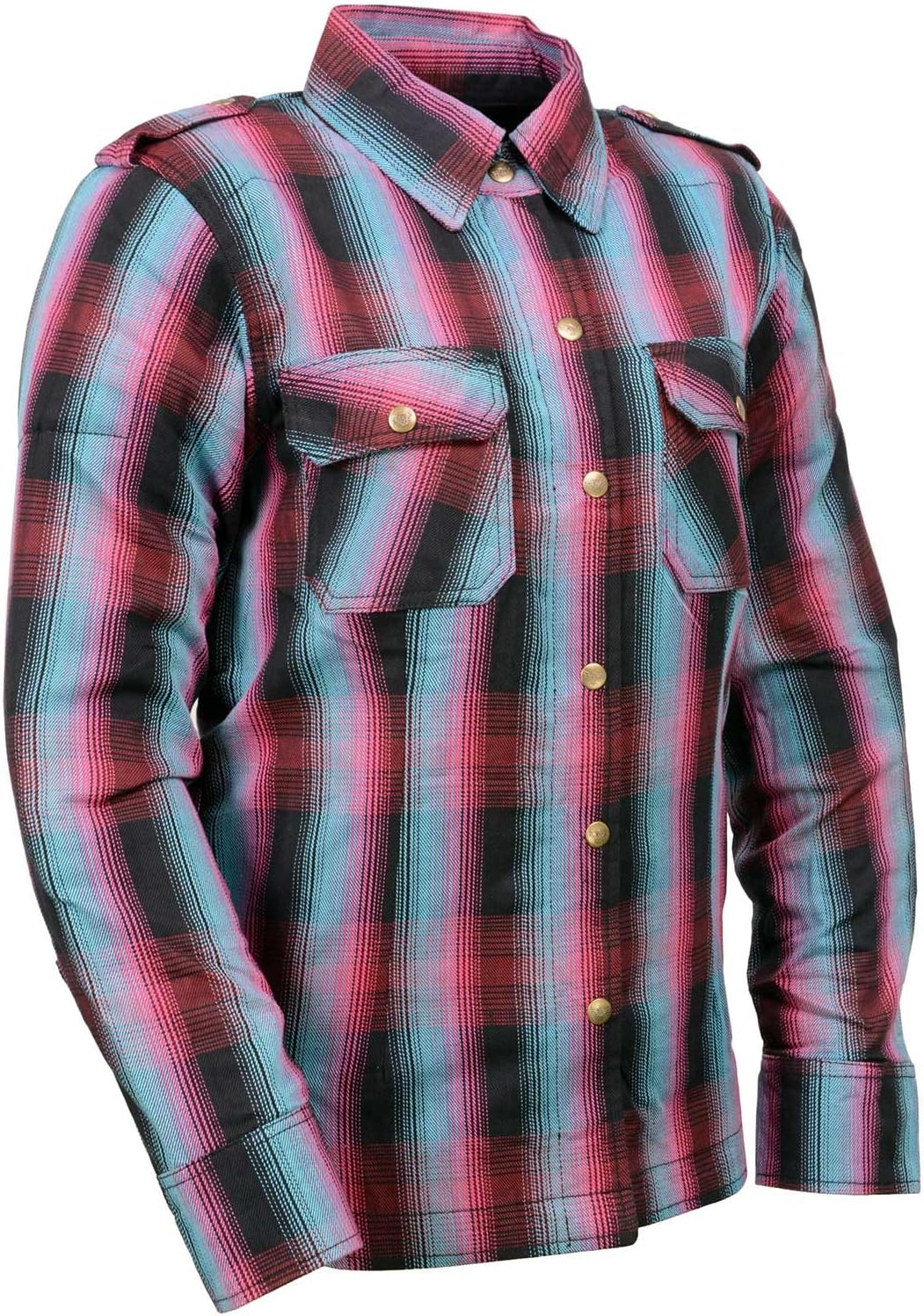 Milwaukee Leather Women’s Plaid Flannel Biker Shirt with CE Approved Armor – Reinforced w/Aramid Fiber | MPL – X-Large Milwaukee Leather Women’s Plaid Flannel Biker Shirt with CE Approved Armor – Reinforced w/Aramid Fiber | MPL – X-Large