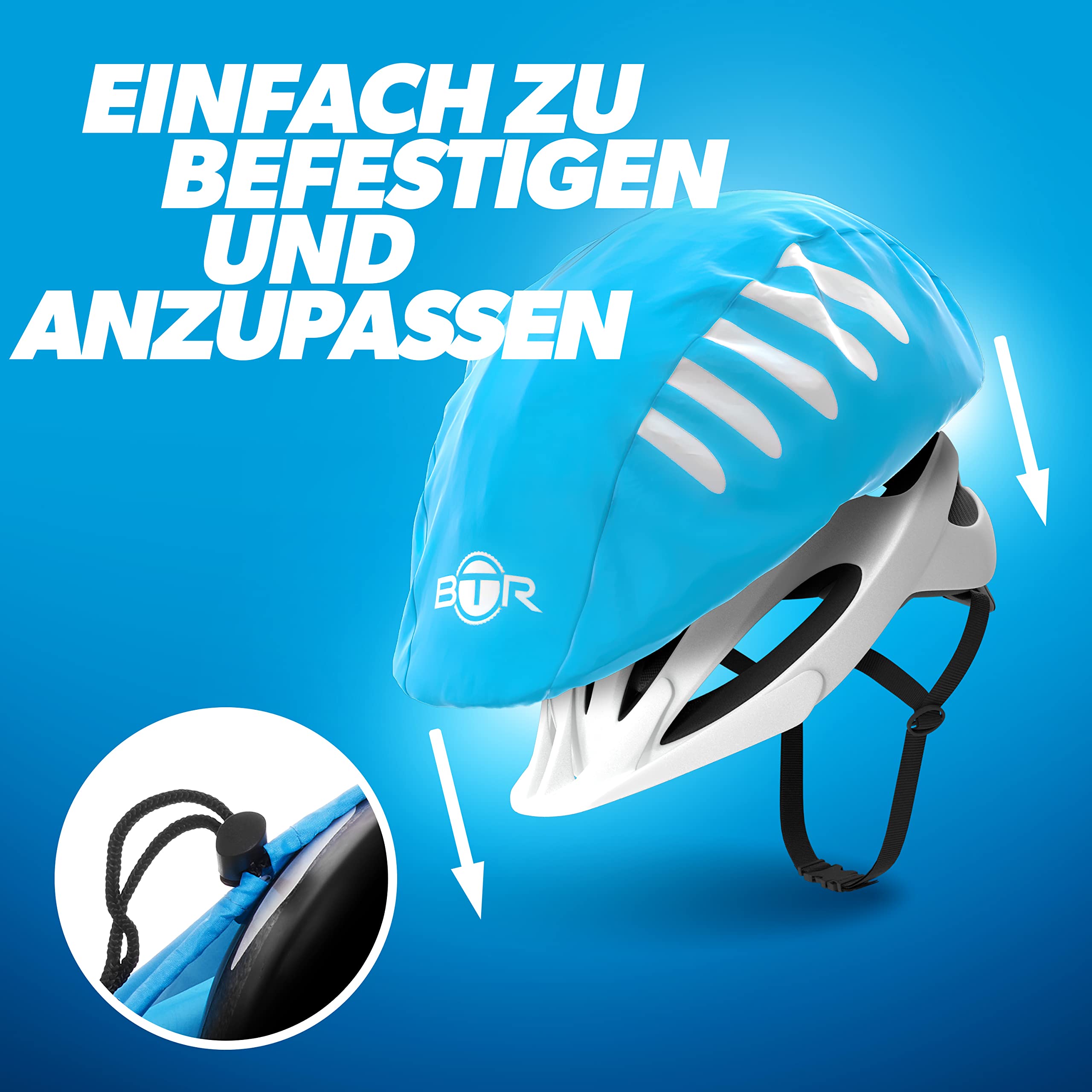 BTR Regenschutz für Fahrradhelm | Wasserdichter Helmbezug | Regenhaube Fahrradhelm | Fahrrad Überzug Universal für alle Helme