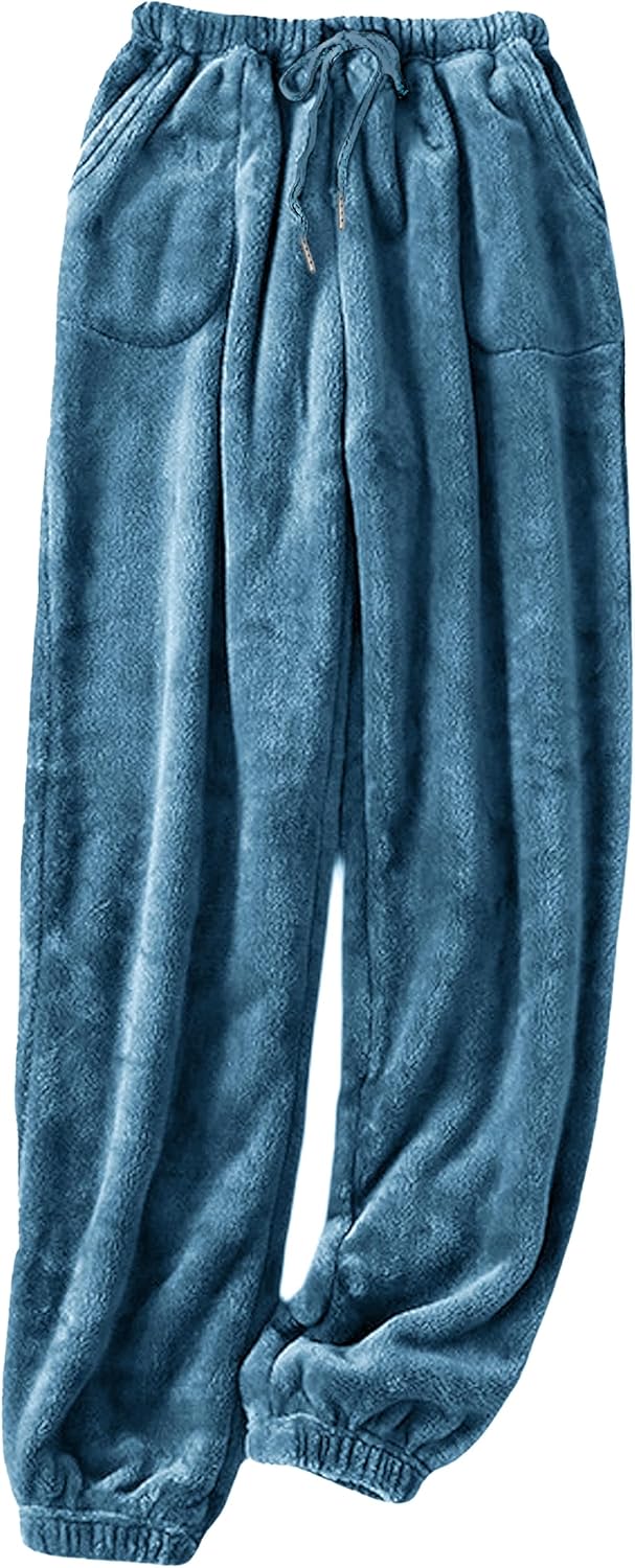 Fiona Jolin Women's Plush Fluffy Pajama Pants Winter Warm Fuzzy Fleece Lounge Bottoms Sleepwear with Pockets