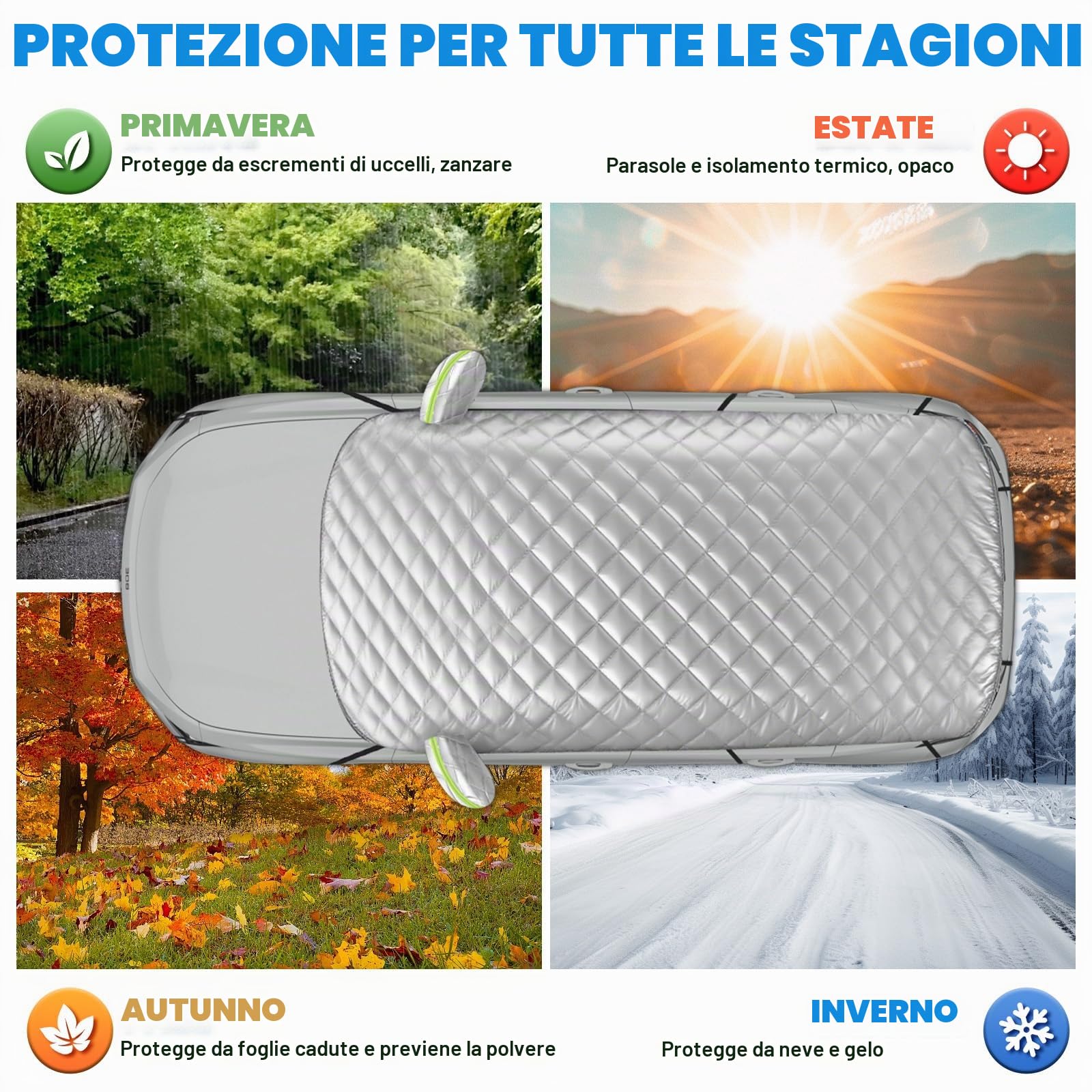 Copertura Mezza Auto Compatibile con Peugeot 308 2007-2025, Telo Copriauto Inverno Estate Copri Auto Antigrandine