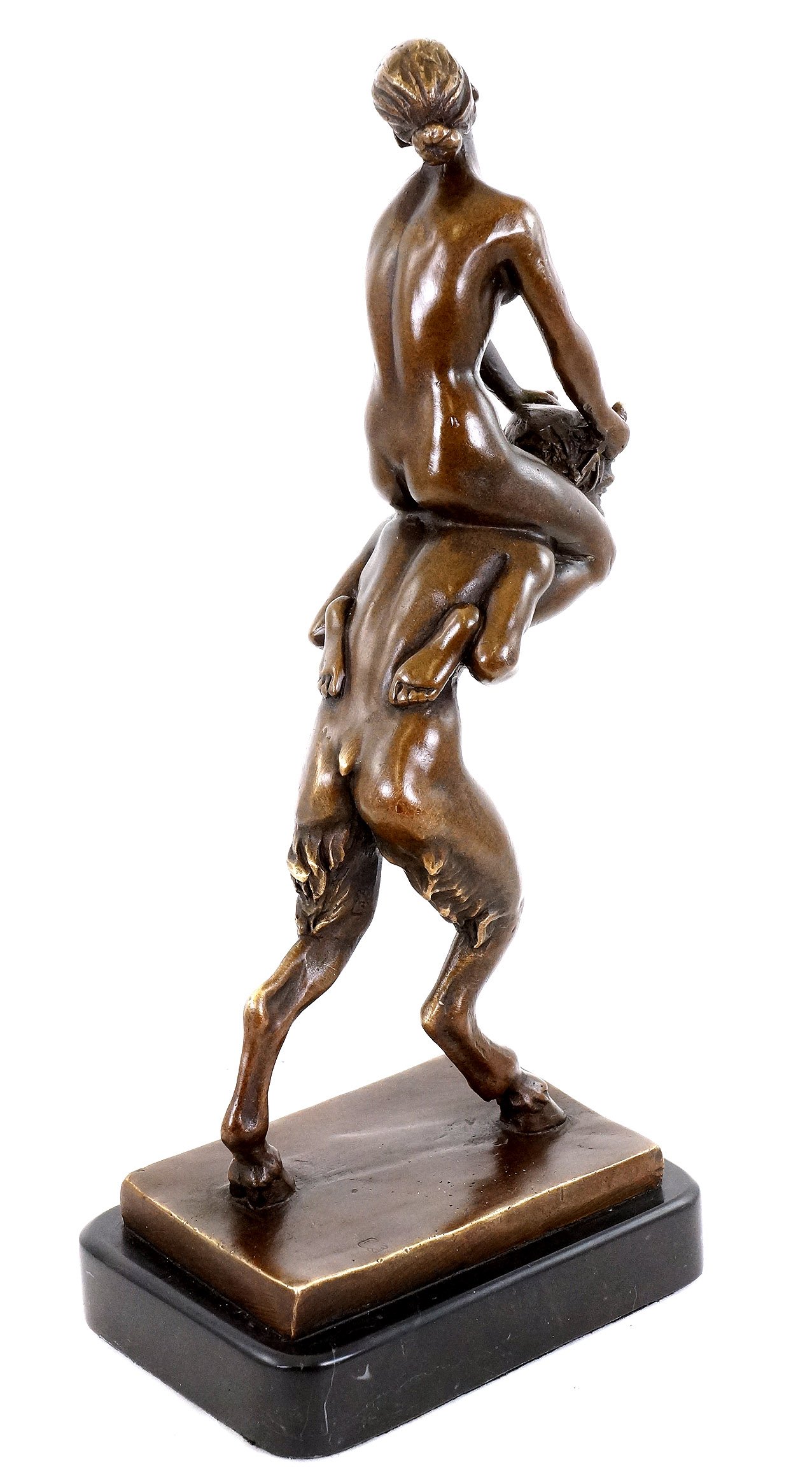 Kunst & Ambiente - Jungfer reitet Faun - Wiener Bronze - Bergmann signiert - Faun - Teufel - Satyr kaufen - Skulptur - Statue - Wohndeko