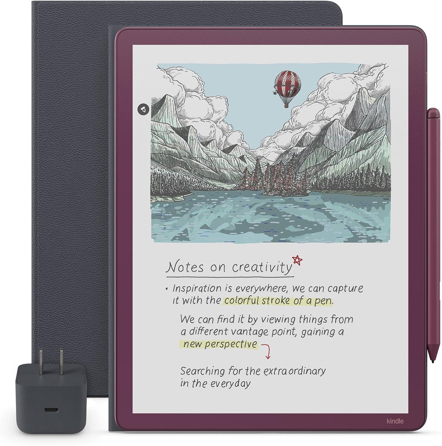 New Amazon Kindle Scribe Essentials Bundle - New Amazon Kindle Scribe Colorsoft (32GB) - Graphite, Premium Pen, All-New Premium Leather Executive Folio Cover-Graphite,Power Adapter