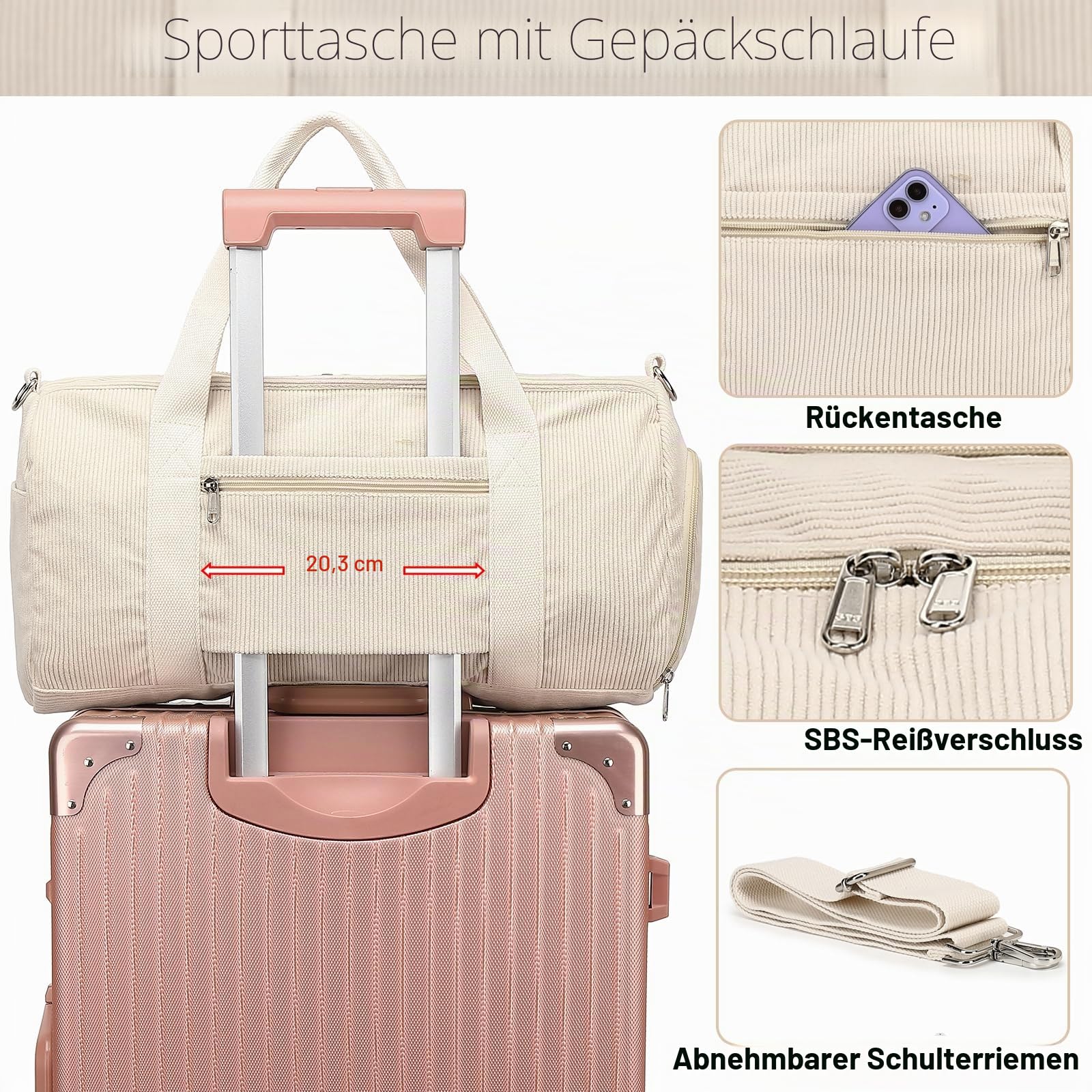 Reisetasche für Fitnessstudio, Sport, Damen, Mädchen, Workout, Reisetasche, Wochenendtasche, mit Schuhfach und Nassfach