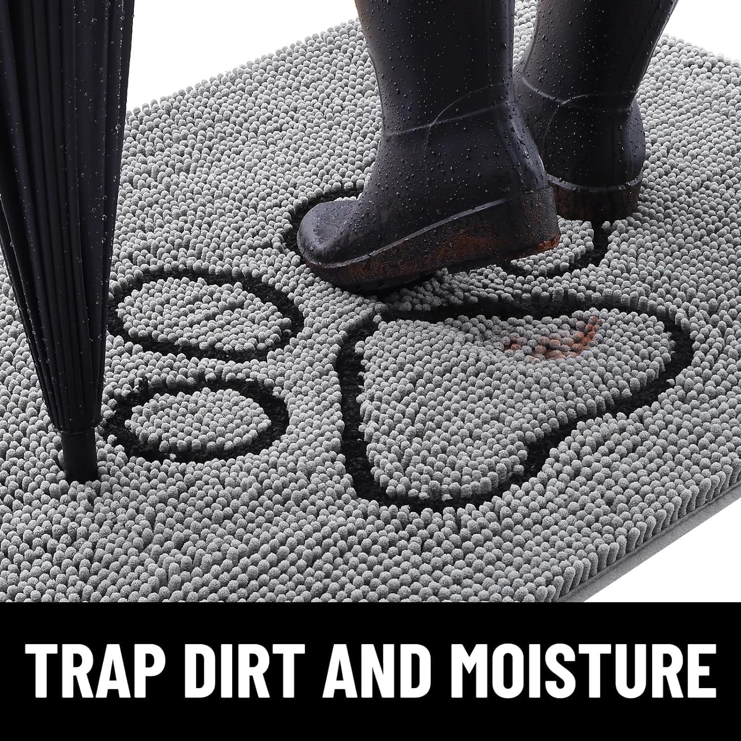 Homaxy Dog Door Mats Indoor, Super Absorbent Non Slip Doormats, Soft Chenille Floor Mat - Image 2