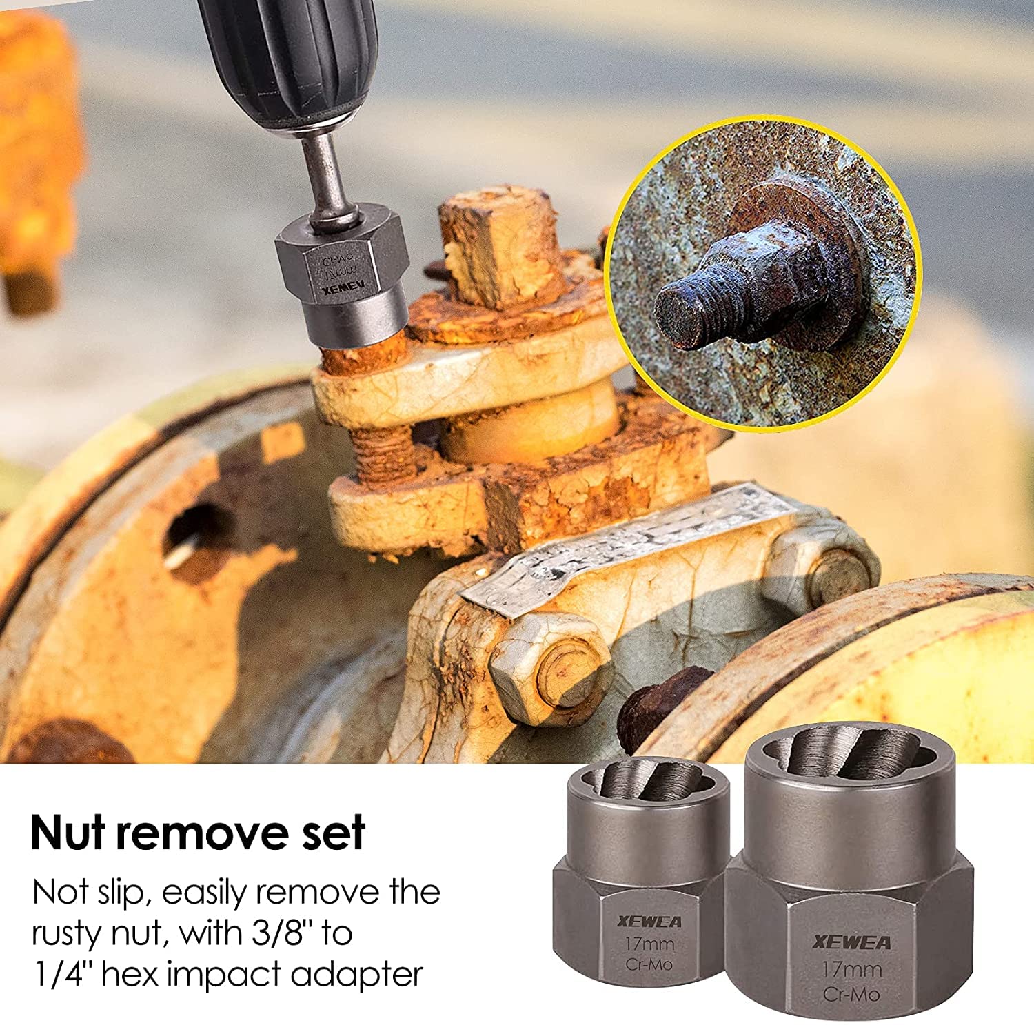 XEWEA 26PCS Screw & Bolt Extractor Set with Left Hand Drill Bit Kit?with Hex Adapter?, Impact