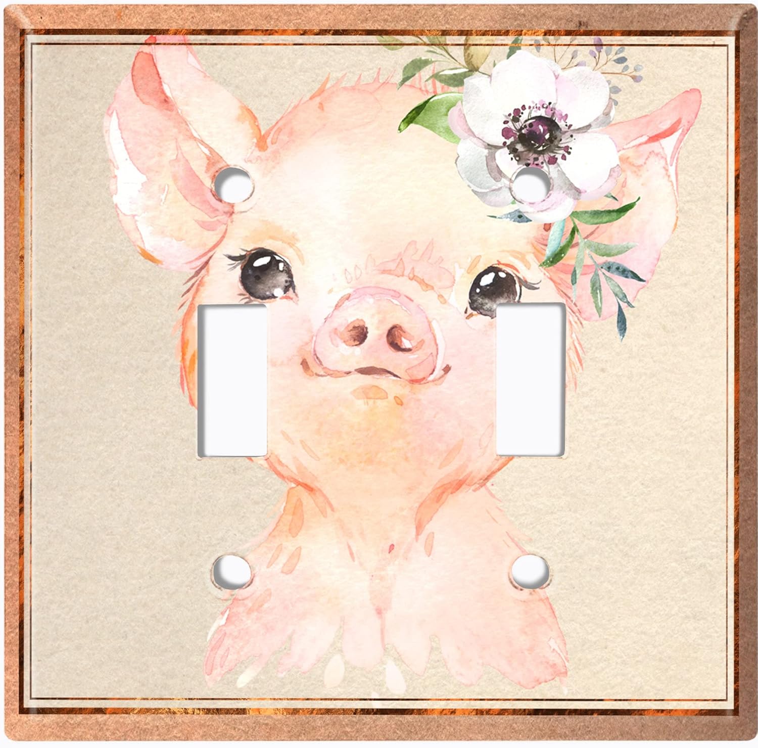 Metal Light Switch Plate Cover Cute Baby Animal Pig ANM046