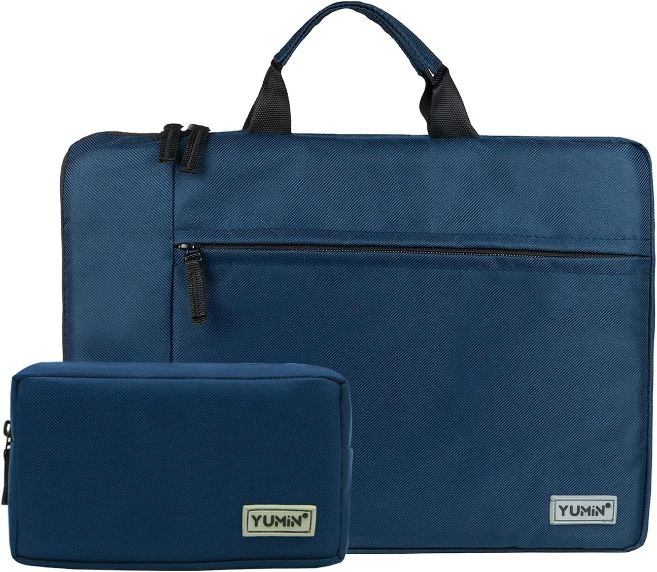 Yumin Polyester Laptop Sleeve Bag Case Cover 13.3 inch for MacBook/HP/Dell/Lenovo/Asus/Acer for Men & Women with Handle and Charger Pouch (Blue with Pouch)