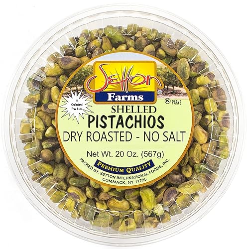 Setton Farms Granos de Pistacho Pelados, Tostados en Seco Sin Sal, 20 onzas (Sin Concha, Sin Sal) (También perfecto para hacer Chocolate de Dubái)