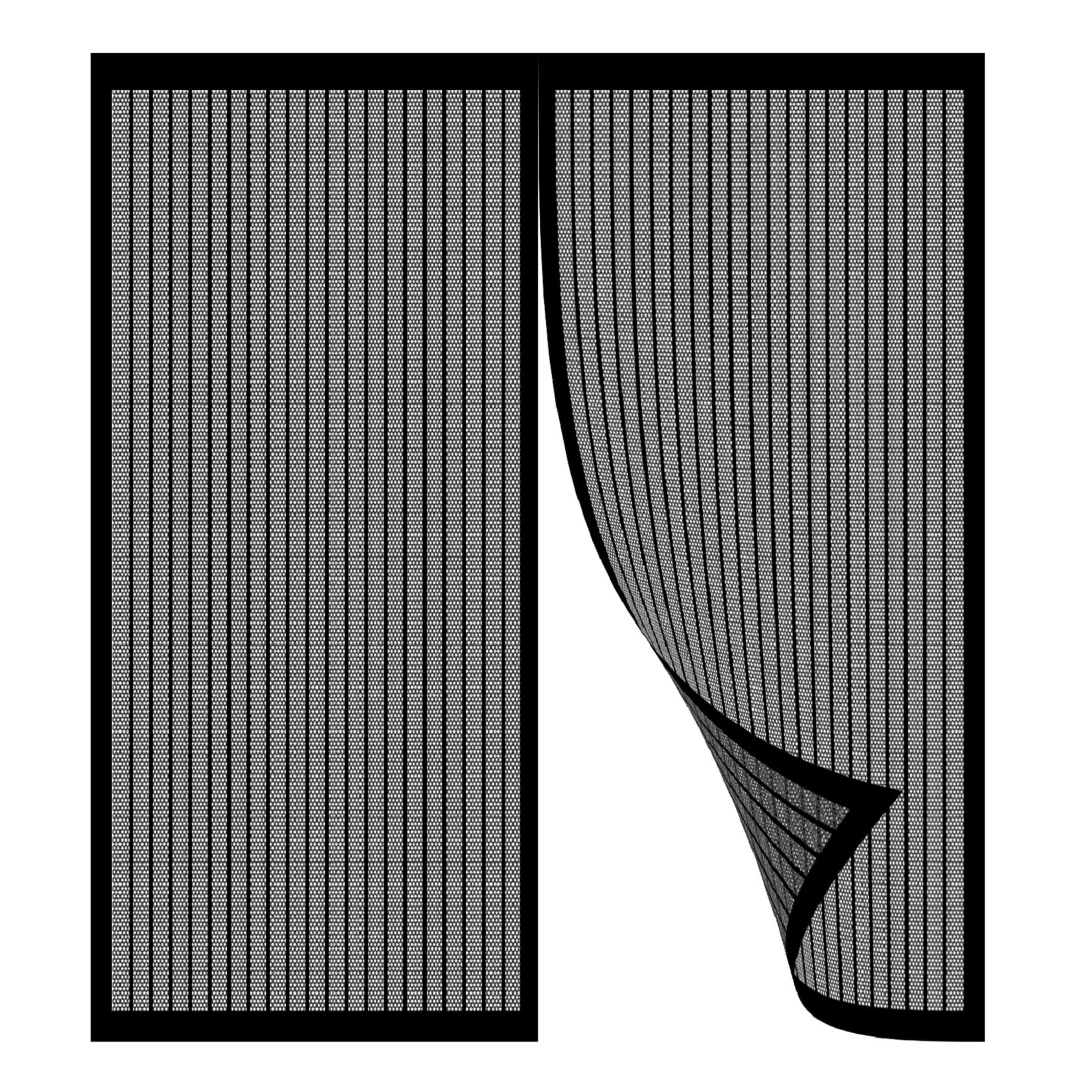 Hocedo Black Screen Doors, Fly Nets 125 X 220 Cm Anti-Tearing Flyscreen French Doors With Tape And Thumb Tacks For Balcony, Sliding Living Room, Children's Room,