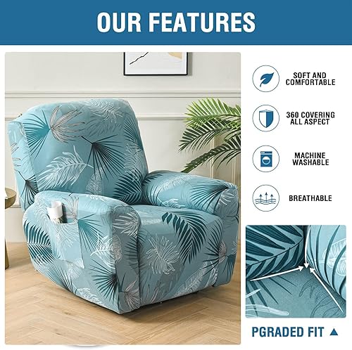 Vista 227 de Eco-Ancheng Fundas reclinables Lazyboy de 4 piezas, fundas para sofá reclinable, fundas antideslizantes para sillas reclinables, con bolsillos de 1
