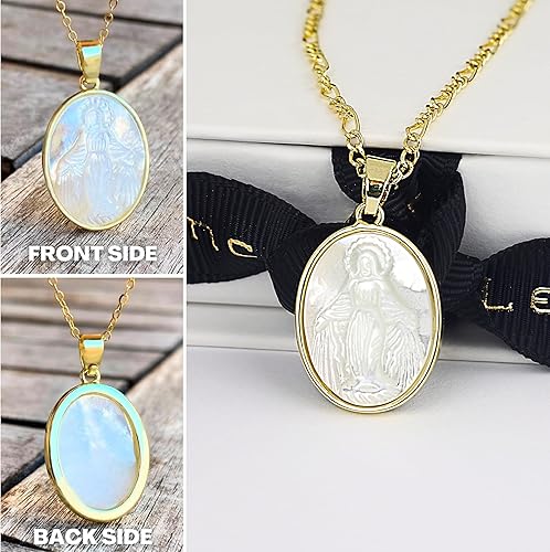 Miniatura 6 de Collar Virgen María Collar de medalla milagrosa para mujer Colgante de Virgen María Medalla de la Virgen la Milagrosa Collar de Madre María