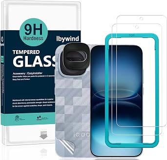 Ibywind for vivo iQOO 15R/Z11 Turbo 5G Screen Protector,2 Pack,9H Hardness Tempered Glass and Camera Lens Protector,with Alignment Frame,Full Coverage,Bubble Free,Fingerprint Unlock,Scratch Resistant