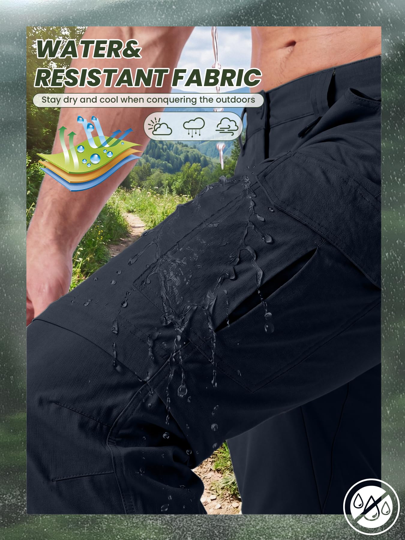 Pantalones de Senderismo Convertibles para Hombre, Impermeables, de Secado rápido, con Cremallera, Ligeros, tácticos, Multibolsillos, para Pesca al Aire Libre, Safari