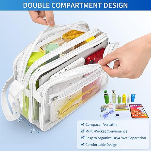 Miniatura 3 de Bolsa de mensajero transparente aprobada para estadios de 12 x 12 x 6, bolsa transparente de doble compartimento para concierto de estadio