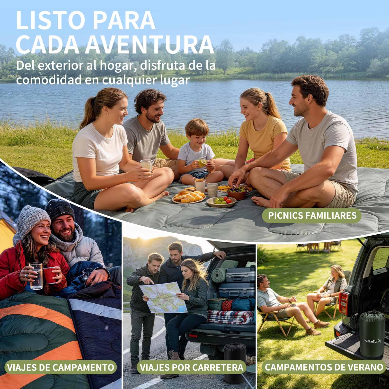 Saco de Dormir Adulto 3 Estaciones 350gsm Ligero Repelente al Agua para Camping Senderismo Viaje