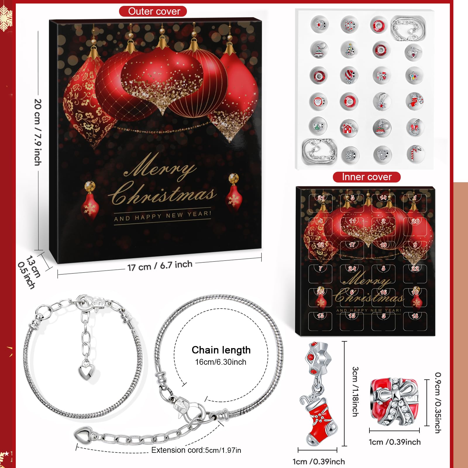 WEVOL Calendario Avvento 2025 Gioielli Bambina Donna, Calendario Avvento Bracciale Bambini Kinder Fai da Te, Braccialetti Regalini Sorprese Regalo di Natale per Ragazza Donna