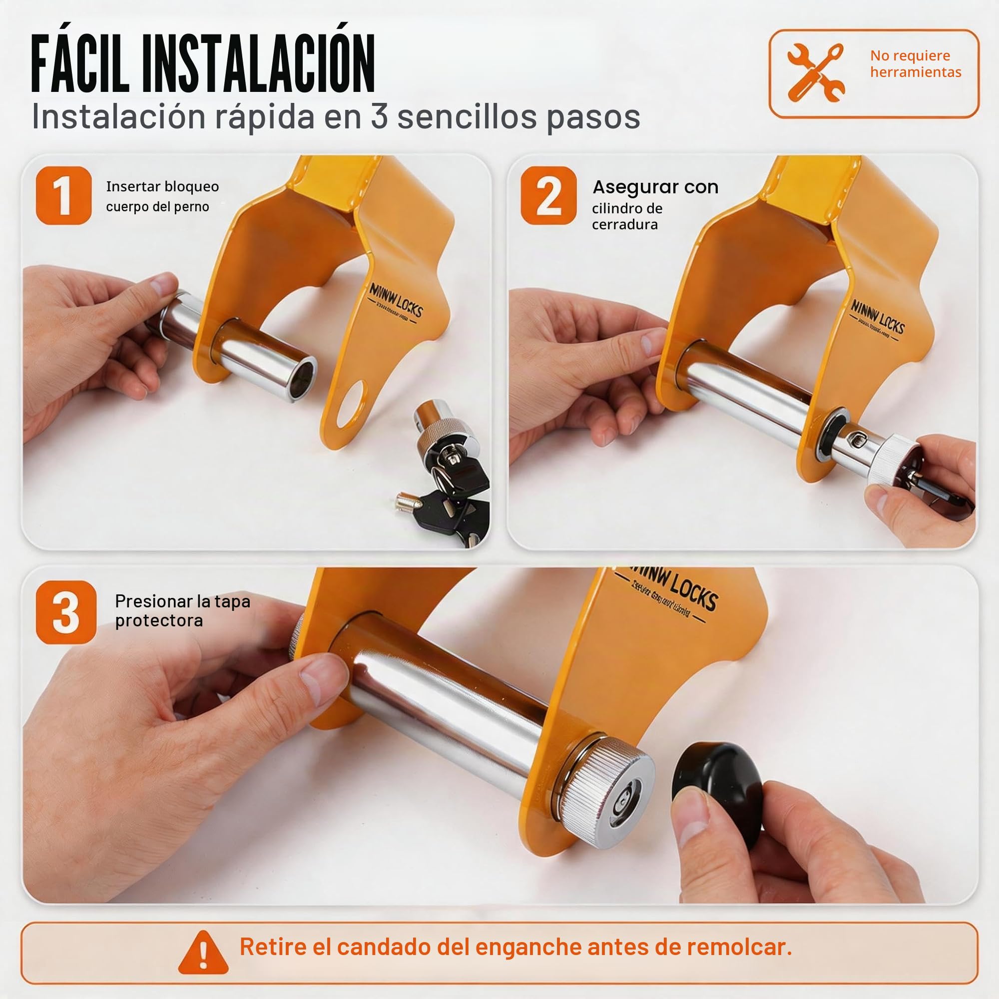 NiwNiw Cerradura de enganche de caravana resistente, bloqueo antirrobo de alta seguridad para ALKO AKS1300/2004/3004 y AK130/160, protección de acoplamiento de remolque con acero reforzado