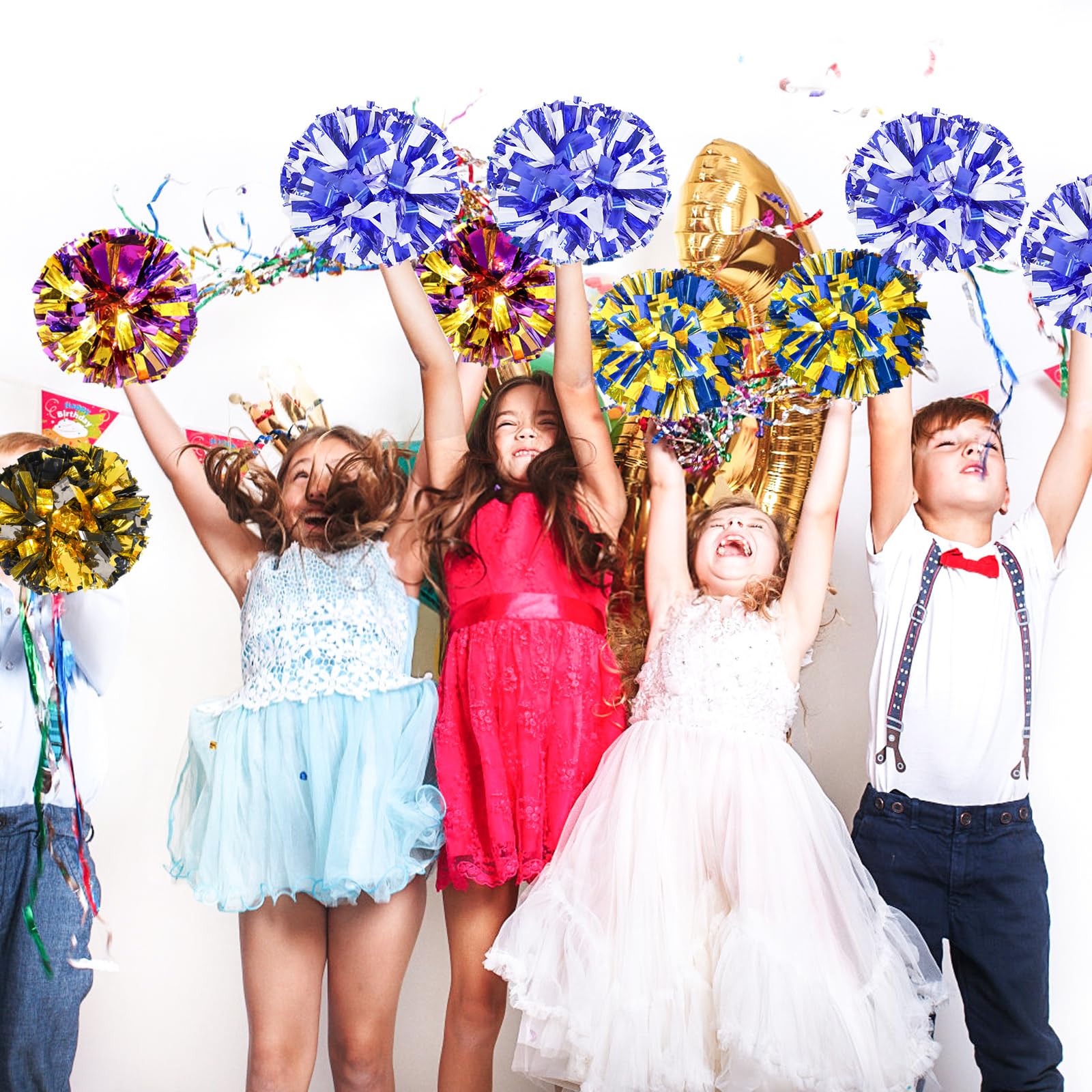 ZONITOK 4 Pcs Upgraded 12 inch Cheerleading Pom Poms - Image 4