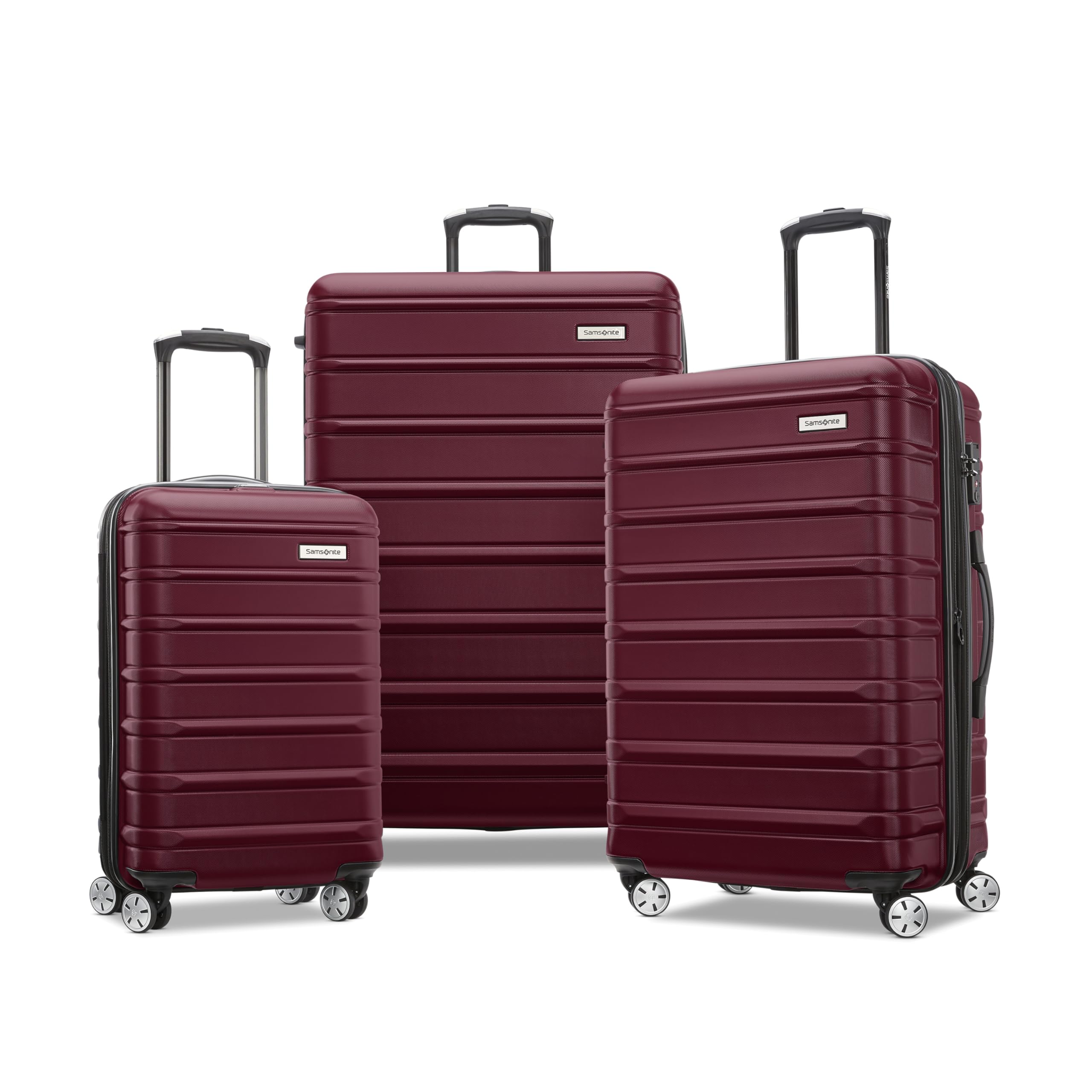 Samsonite Omni 2 Hardside Expandable Luggage with Spinner Wheels, 3-Piece Set (19/24/28), Natural Merlot