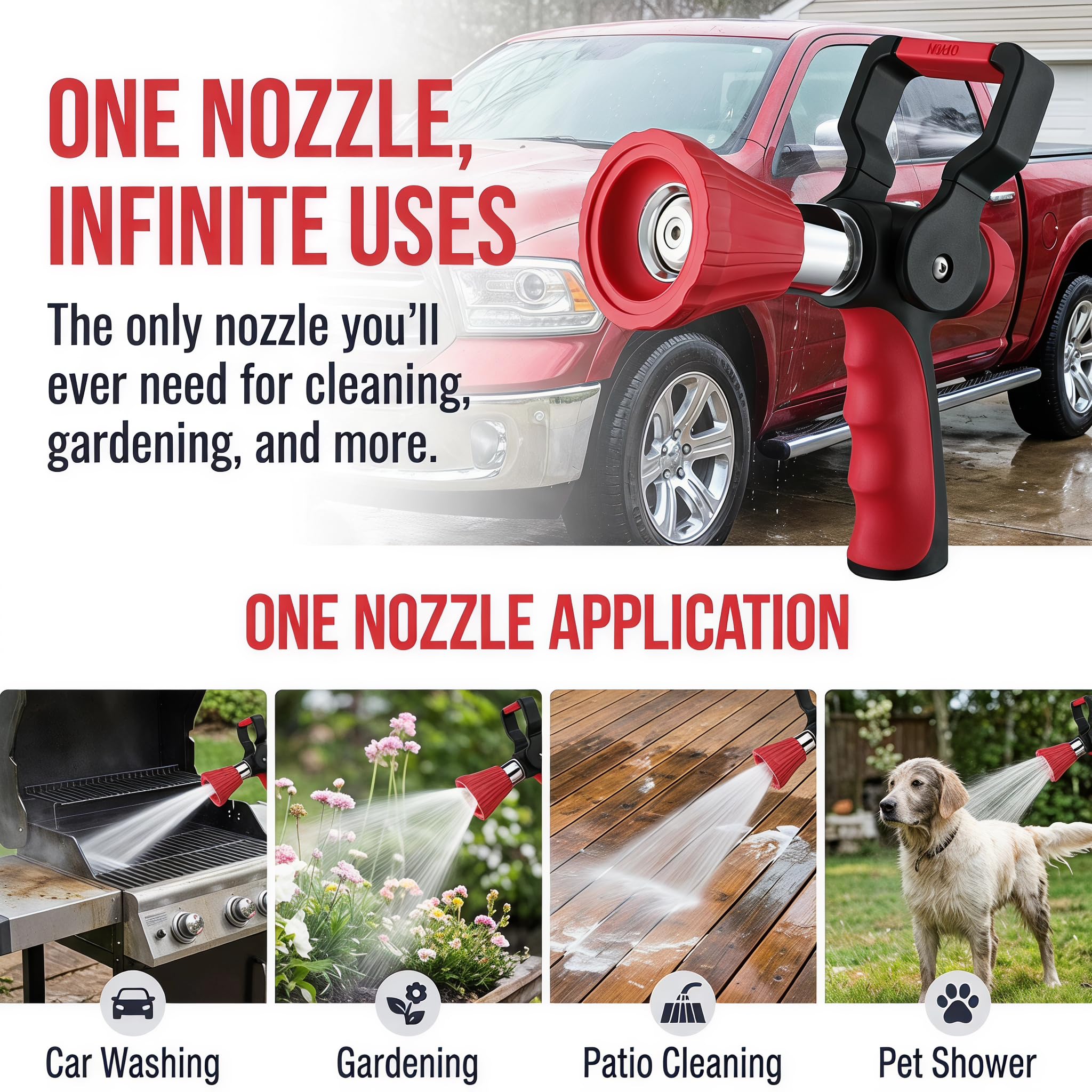 Pistola Acqua Giardino, Testine per Irrigazione in Lega di Zinco, Pistola Irrigazione Giardino Alta Pressione con Portata Regolabile, per Auto e Piante