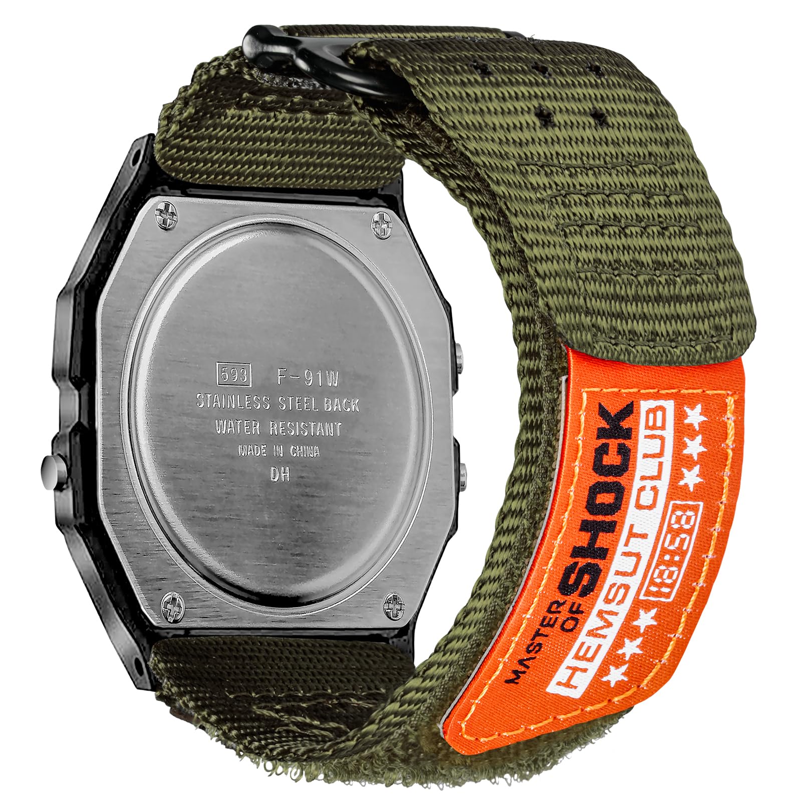 18mm Hook And Loop Watch Band Strap for Casio DW-H5600(Not DW-5600) GM-H5600(Not GM-5600) DW-291 DW-290 F-91W AE-1000W AE-1100W AE-1200 AE-1300 AE-1500WH, Rugged Nylon Sports Replacement Strap