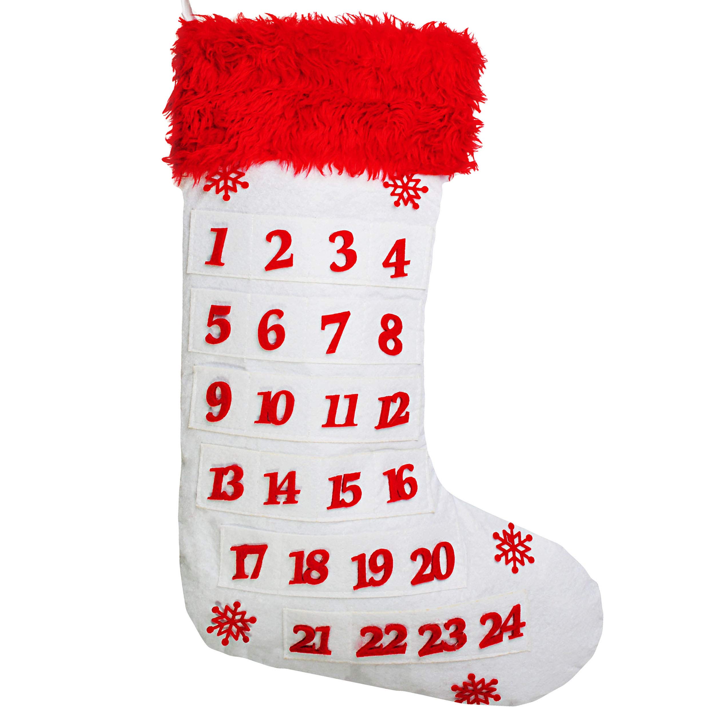 alles-meine.de GmbH 10 Stück XL - Weihnachtssocken & Filzstrümpfe - Weihnachtskalender/Adventskalender - leer zum selbst Befüllen - 51 cm - WEIß - Nikolausstiefel - Nikolauss..