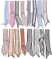 Cmonie 16PCS Satin Head Scarves for Women - Silky Boho Fashion Scarves for Neck, Hair Wraps & Handbag Accessories