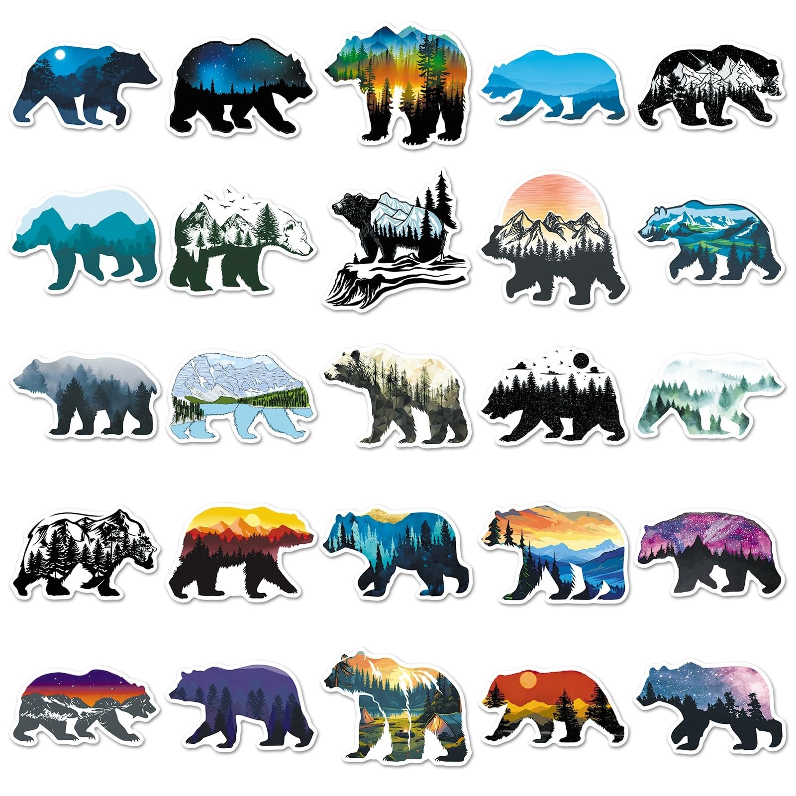 50 Pcs Grizzly Bear Stickers for Water Bottle Waterproof Sticker for Laptop Skateboard Phone Car Decals for Teens Adults for Party Favors Supplies Decor (Bear Stickers) - Image 4