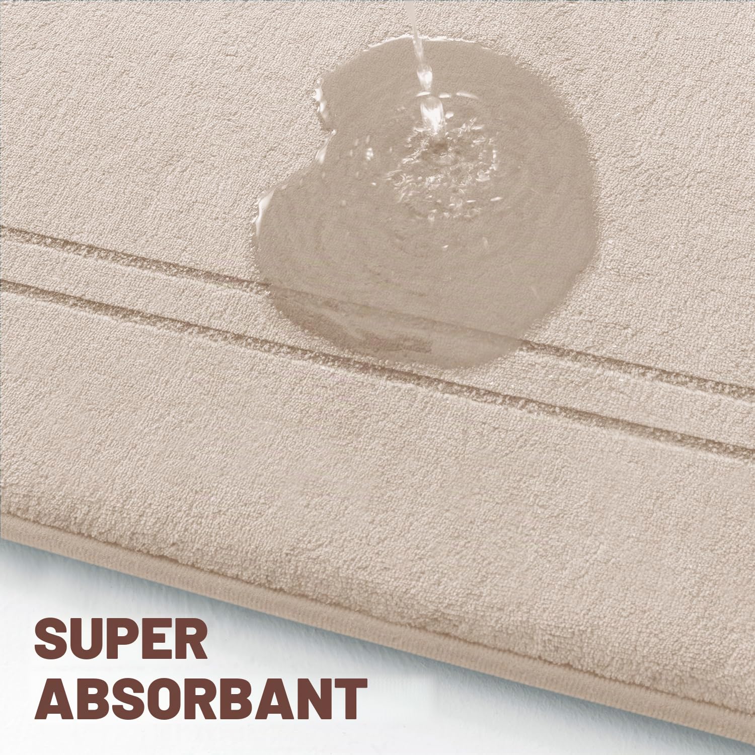 chakme Tapis de Bain en Mousse à mémoire de Forme - Tapis Salle de Bain Absorbant - Tapis de Bain Antidérapant - pour Salle de Bain et Salon - 43 x 61 cm - Beige