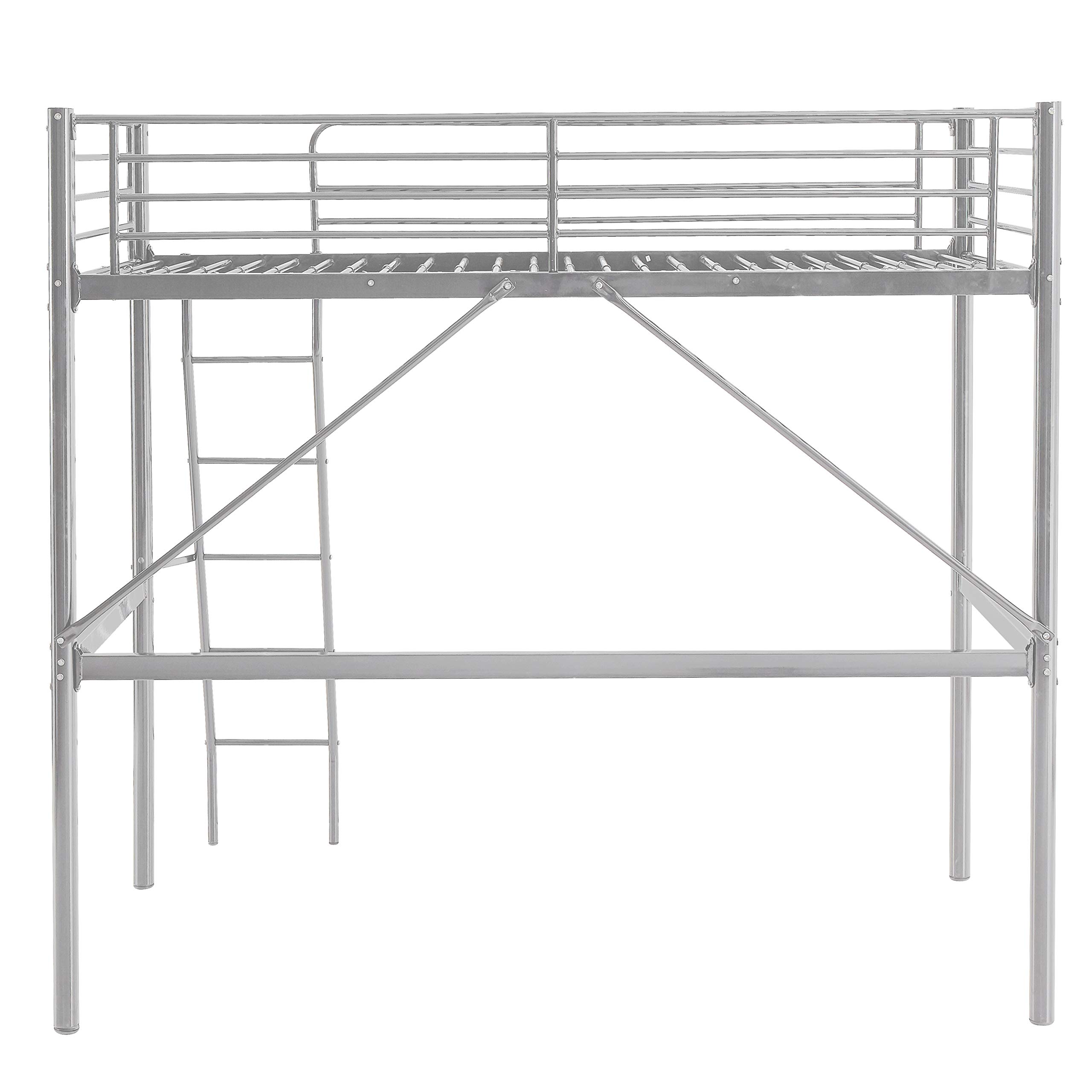 MUEBLIX | Literas Juveniles 90x190 | Cama Alta Individual | Estructura de Metal | Literas Juveniles Baratas con Escalera | Ideal para Loft para Escritorio Debajo | Modelo Pedro