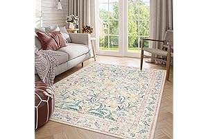 Morebes Pink Floral Nursery Rug for Girls Bedroom