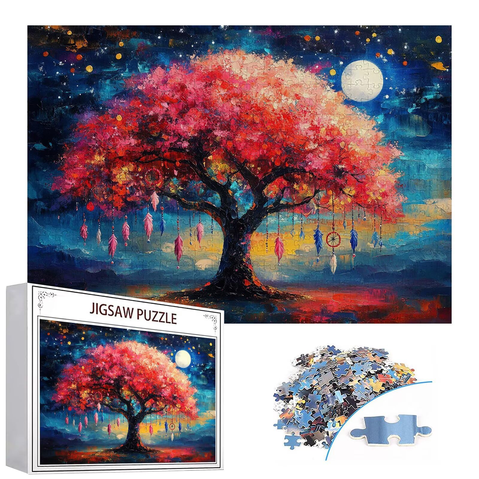 Puzzle 3000 elementów drzewo puzzle dla dorosłych księżyc 122 x 81 cm Unikalne rzemiosło klasyczne 3D drewniana układanka do rodzinnych gier biznesowych, układanka do samodzielnego wykonania nawet do