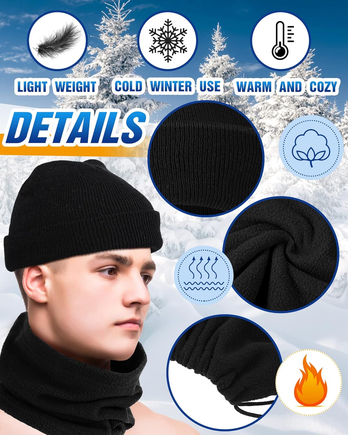 Jecery 48 Pack Winter Bulk Beanies Hats and Gloves Sets Winter Unisex Thermal Bulk for Men Women Homeless Xmas Charity Gifts - Image 3