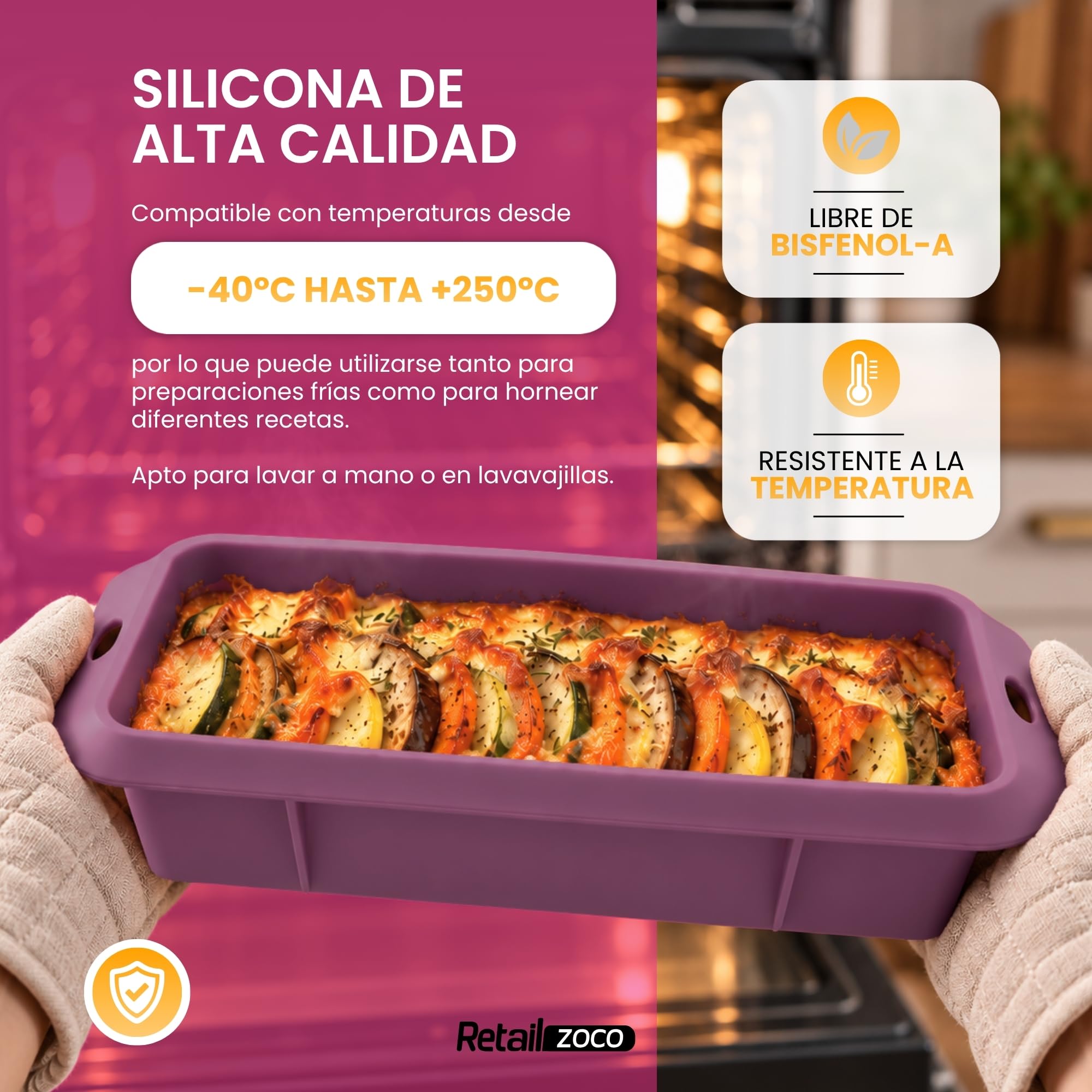 Molde de Silicona para Bizcochos, Molde repostería silicona, Longitud 20 cm - imagen 2