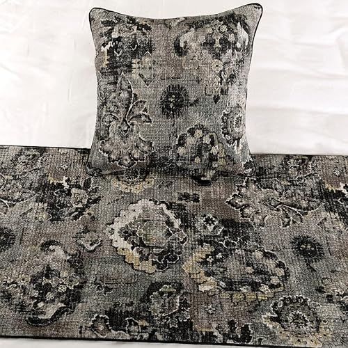 Miniatura 5 de The HomeCentric Camino de cama de lujo tamaño Queen de 74 x 18 pulgadas con funda de almohada, damasco de terciopelo con borlas, bufanda de cama,