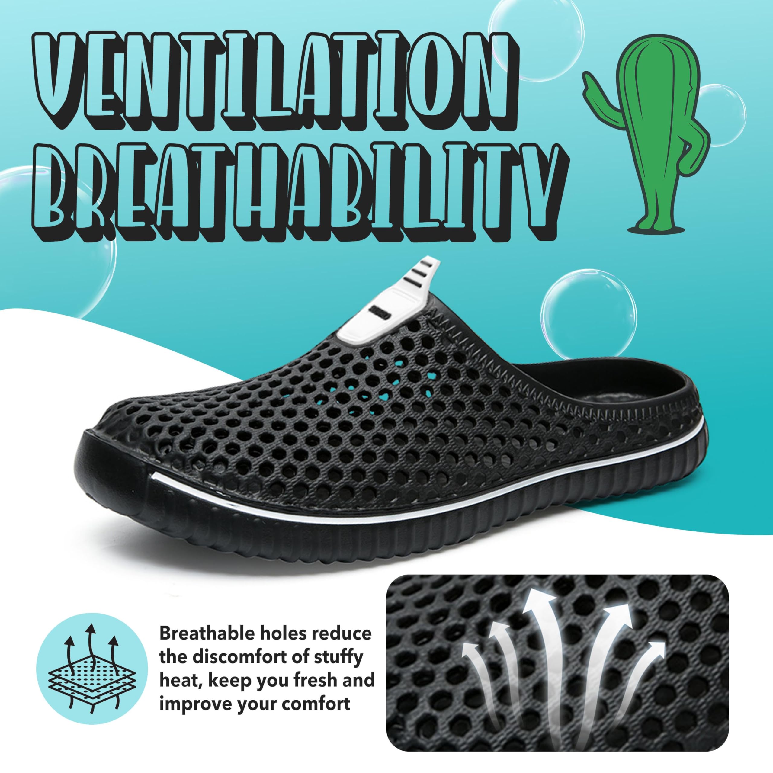 SAGUARO Uomo Donna Spiaggia Traspirante Pantofole Leggero Flessibile Estate Sandali Anti-scivoloso Unisex Clogs Piscina Slippers 36-45EU