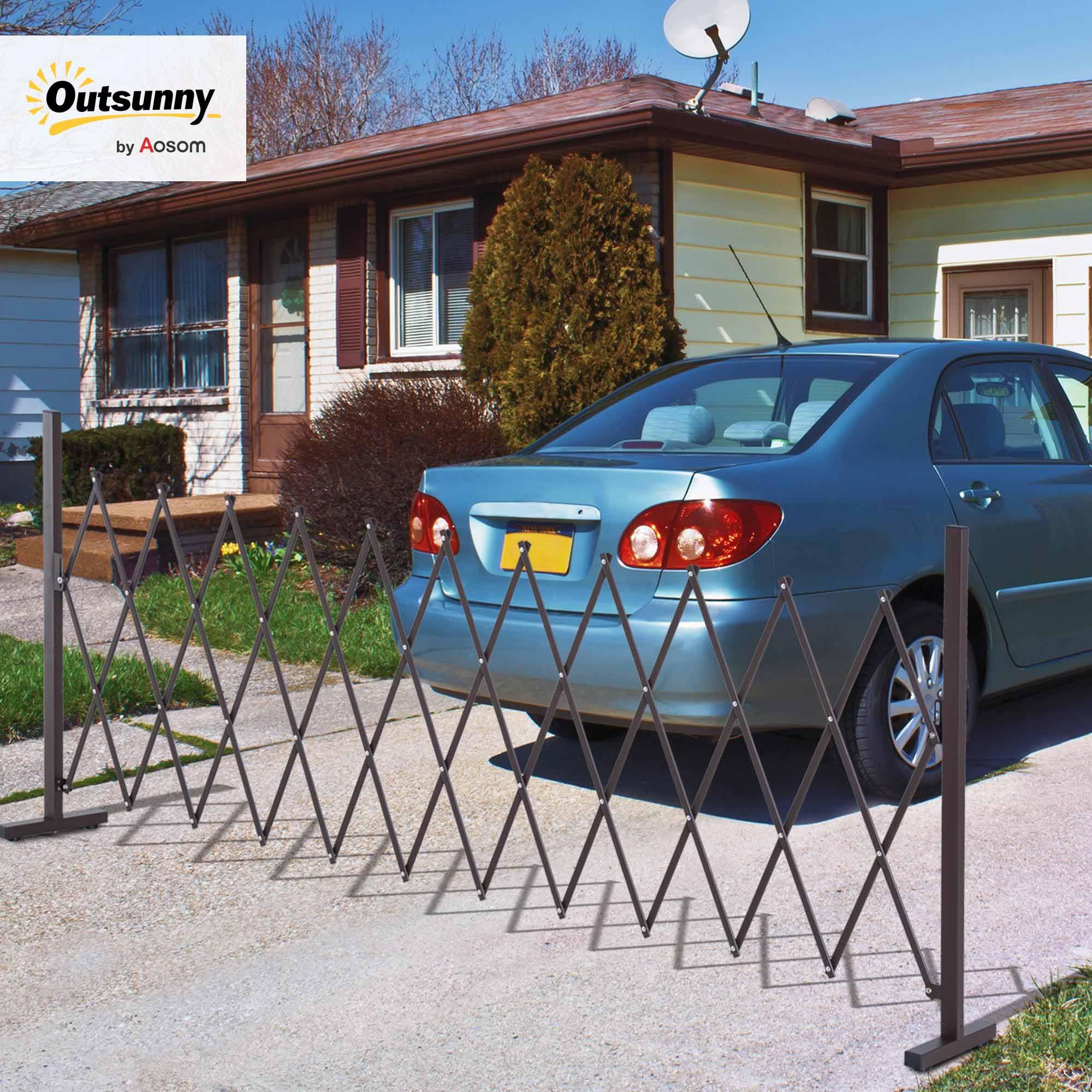 Outsunny Scherengitter Absperrgitter Scherensperre ausziehbar 35-300cm Garten Alu Braun H103,5cm