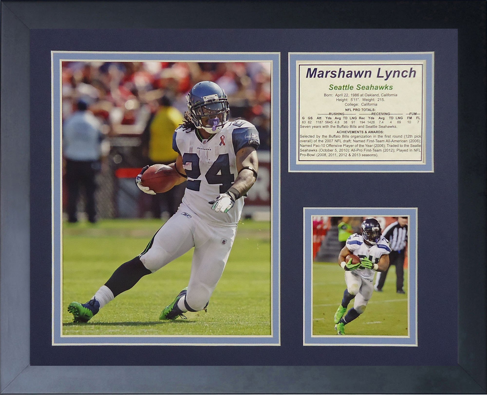 Legends Never Die "Marshawn Lynch" Framed Photo Collage, 11 x 14-Inch (46959U)