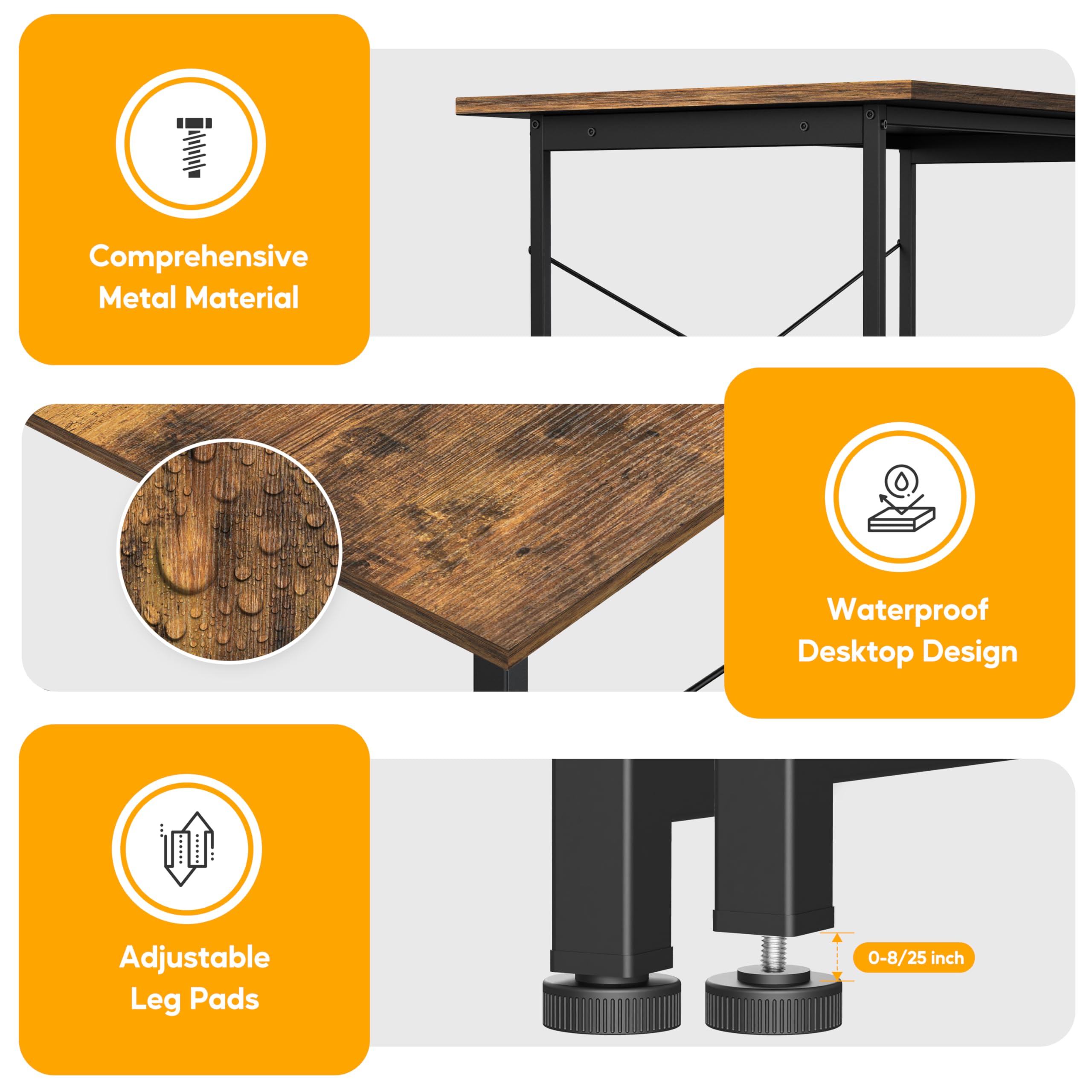 YSSOA Kleiner Schreibtisch mit Kopfhörerhaken, modernes Schlichtes Design, geeignet für Arbeitszimmer, Heimbüro und Wohnzimmer