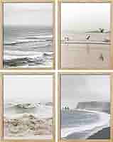 プリントw/フレーム【Colorfornia beautiful ocean】 Amazon.com: SIGNWIN Framed Canvas Print Wall Art Set Teal