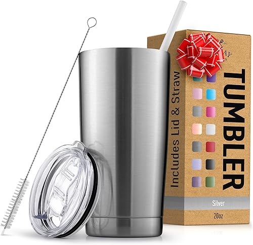 Miniatura 8 de Zulay - Taza de café aislada de 12 onzas con tapa, taza de campamento de acero inoxidable con asa, taza aislada al vacío de doble pared Duracoated