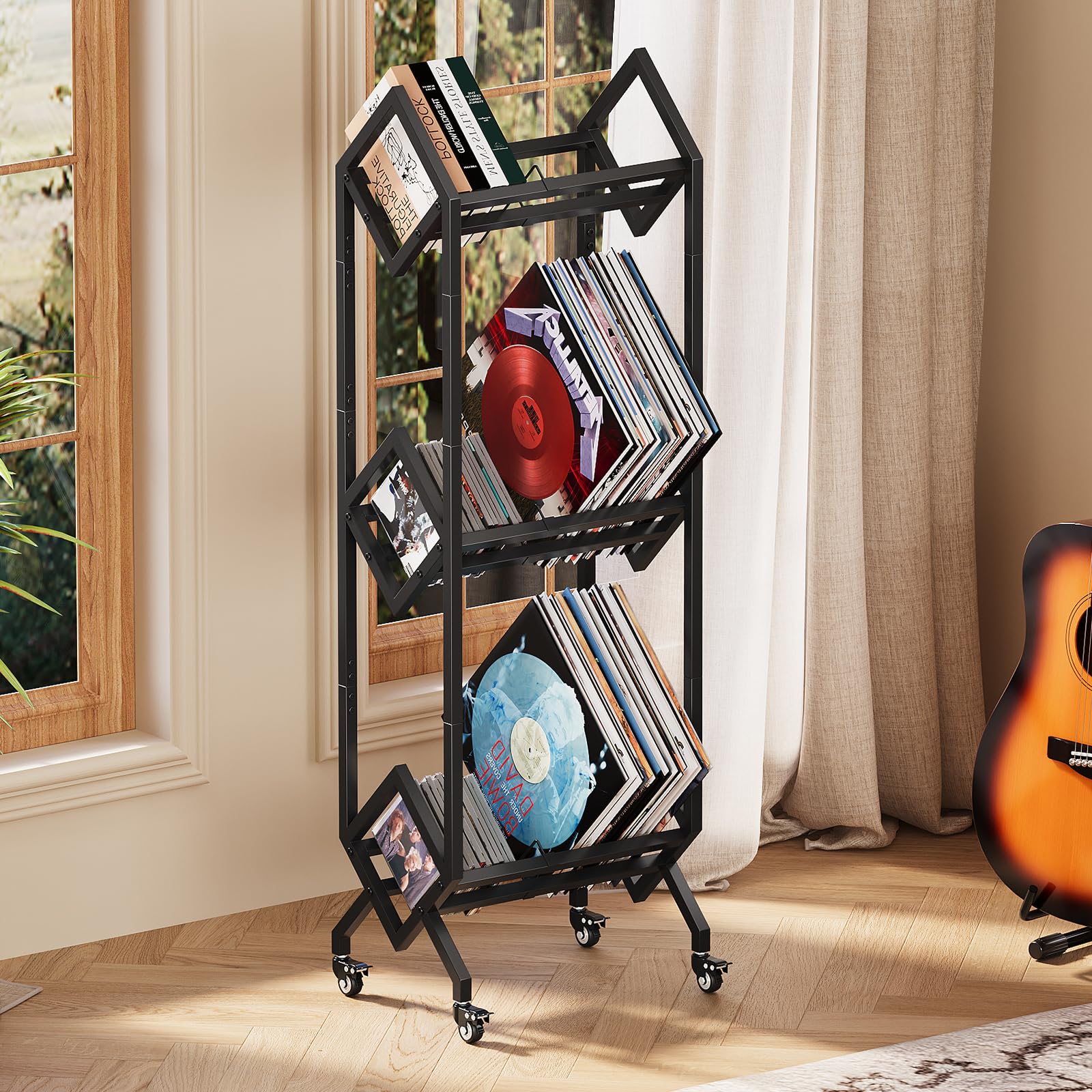 Amazon.com: Simoretus 3 Tier Vinyl Record Storage Rack, Mobile